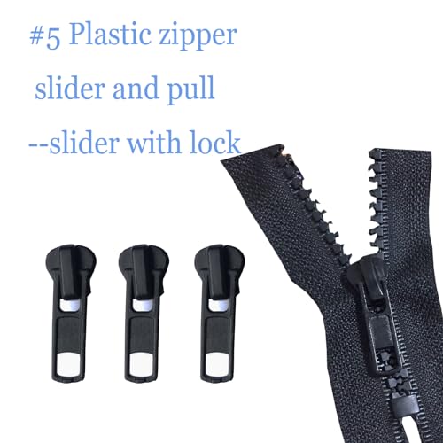 Zipper Repair Kit #5 Sliders Zippers Pull 12 Pcs,Size 5 Zipper Slider Replacement, Zipper Bottom and Top Stop, Fix Zipper On for Repairing Coats,Jackets, Metal Plastic and Nylon Coil Zippers.
