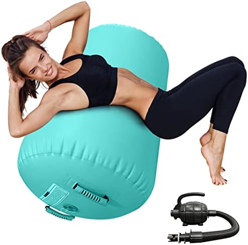 Gymnastics Roller Air Barrel Roller Air Spot, Inflatable Tumbling Mat Tumble Track Gymnastic Equipment Balance Cylinder with Pump for Yoga Cheerleading Home Use Gym