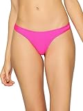 Colloyes Women's Thong Bikini Bottom Sexy High Cut Swimwear Hot Pink Size Small