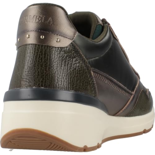 Carmela Para Mujer. 16183007-KAKI Zapatillas De Piel 161830 Verde (38), 3 A 5Cm, Cordones, Casual - 3
