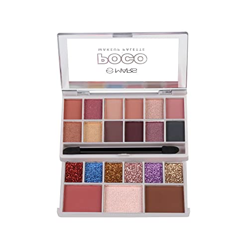 MARS Poco Face Makeup and eyeshadow Palette with Slider Case | Free Applicator | Long Wearing | Highly Pigmented and Easy to Blend 21 Shades (20g) (03-Multicolor)