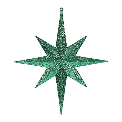 Vickerman 12" Green Iridescent Glitter Bethlehem Star Christmas Ornament, 2 per Box