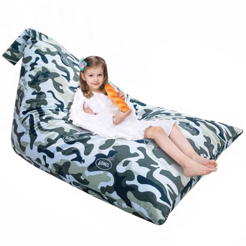 Jorbest Stuffed Animals Storage, Soccer Stuffed Animals Bean Bag Storage, Bean Bag Chair Cover for Kids, Luxury Velvet Stuffie Seat - Cover ONLY (200 L/52 Gal)