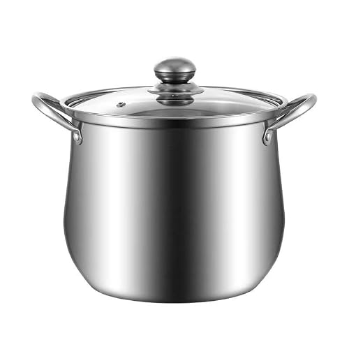GTHTUHFD Deepen Big-Bellied Pot Stainless Steel Steamer Household Gas Induction Cooker Applicable,Stainless Steel-28cm