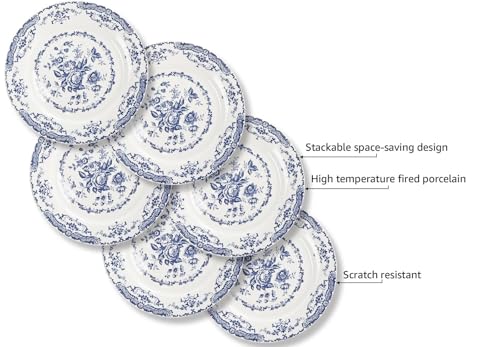 Dinner-Plates-Ceramic-Plates-Set-of-6-Kitchen-Plates-Microwave-Safe-Plates-White-Plates-Dessert-Plates-Blue-Floral-Plates-Porcelain-Plates-Blue-Rose-105-inch Dinner Plates Ceramic Plates Set of 6 Kitchen Plates Microwave Safe Plates White Plates Dessert Plates Blue Floral Plates Porcelain Plates Blue Rose 105 inch