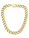 ChainsHouse Collar Grueso Cadenas Oro para Mujeres Joya Fiesta 51cm Largo 16mm Ancho