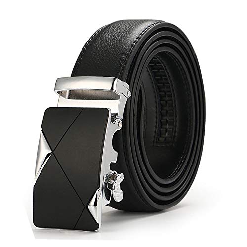 SIAELT Ratschengürtel für Herren – Echtledergürtel mit automatischer Schiebeschnalle, Fk6, 70 cm/90 cm Taille