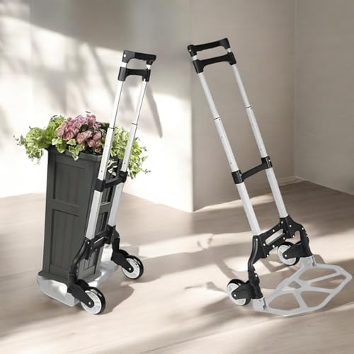 Carrinho Dobrável Alumínio 80Kg Carga Rodas Emborrachadas Compacto