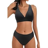 Mujer Traje de Baño de Dos Piezas Push-up Cuello en V Bañador