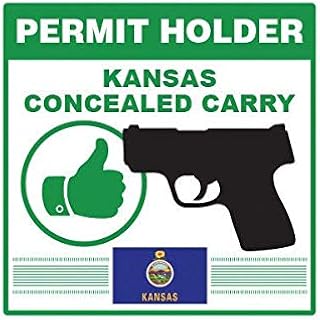 Kansas Concealed Carry Permit Holder Sticker Decal Vinyl 2a permited v2 5" Bumper Locker Laptop Window - Sticks to Any Surface
