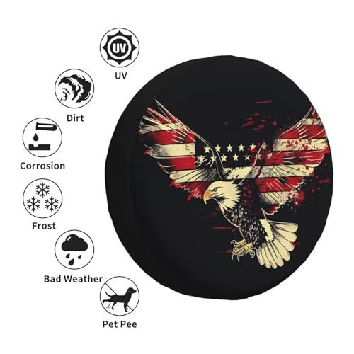 Image of Spare Tire Cover American Eagle Wheel Covers USA Flag Weatherproof Universal Wheel Protectors for Rv SUV Camper Travel Trailer 14 Inch