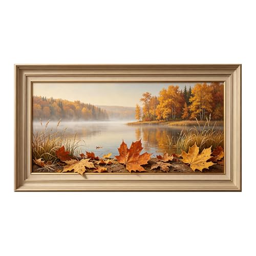 Tableau d'art automne impressionniste grand format encadré 3D