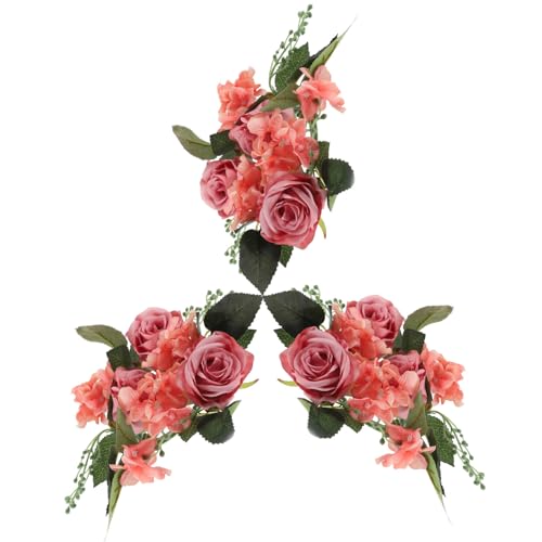 Luxshiny 3pezzi Anello Di Candele Fiori Artificiali Di Rosa Per Decorazione Di Tavoli Nuziali e Festivi Wreath Elegante Per Atmosfera Accogliente e Romantica