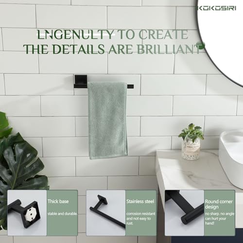Image of KOKOSIRI Towel Bar Matte Black Bathroom Hardware Hand Towel Rails Wall Mounted Kitchen Toilet Cabinet Paper Holder 2 Pack, Stainless Steel B3008BK-P2