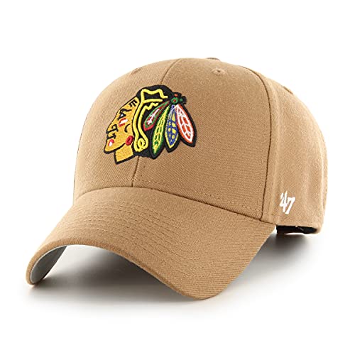 \'47 NHL Chicago Blackhawks MVP Unisex-Baseballkappe, Verstellbar, Hochwertiges Design und Verarbeitung, Indian Badge Logo, Camel \'47 NHL Chicago Blackhawks MVP Unisex-Baseballkappe, Verstellbar, Hochwertiges Design und Verarbeitung, Indian Badge Logo, Camel