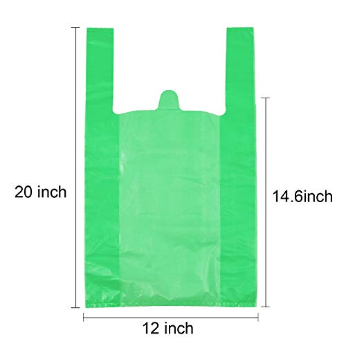 T Shirt Bags, Green Plastic Bags With Handles Bulk, Bolsas De Plastico Para Negocio, Grocery Bags Retail Shopping Bags Merchandise Bags For St.patrick'sday, 12X20Inch (200Pcs) #TOP1