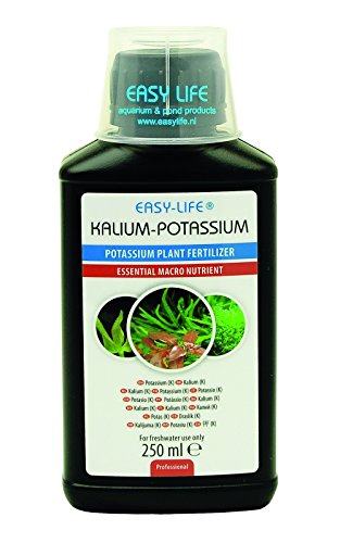 Easy-Life Potassium (K) Suplemento de Potasio para Plantas de Acuario, Abono Líquido Concentrado Que Previene Agujeros y Necrosis en Las Hojas Viejas, Esencial para el Transporte de Nutrientes, 250ml