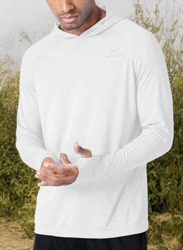 Willit Men's Sun Shirts UPF 50+ Rash Guard Long Sleeve Sun Protection Hoodie SPF UV Fishing Lightweight Athletic Running White XXXL - Thumbnail 7