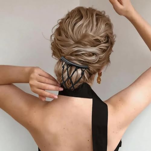 KUMSODE Lot de 4 pinces à cheveux élastiques à double peigne extensibles pour cheveux épais Peignes magiques vintage réglables Accessoires de coiffure – vue 5