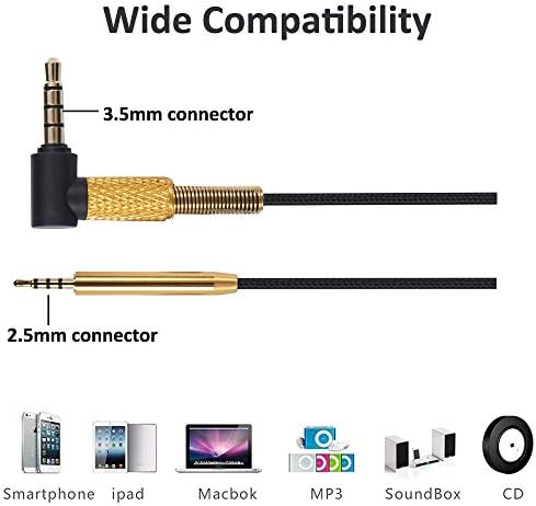 Yizhet Replacement Audio Cable Compatible with Bose QuietComfort 25 35 Q25 Q35 Bose 700 OE2 OE2i Soundlink SoundTrue 3.5mm to 2.5mm Male Lead Aux Cabel with Microphone & Volume Control for iOS Android