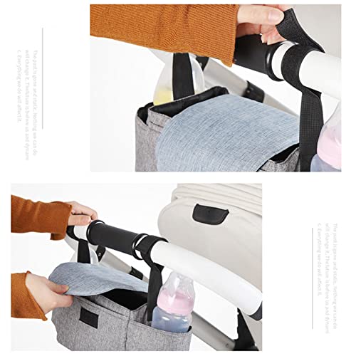 Organizador de carrinho com porta-copos - Saco de armazenamento de carrinho de bebê - 2 porta-copos