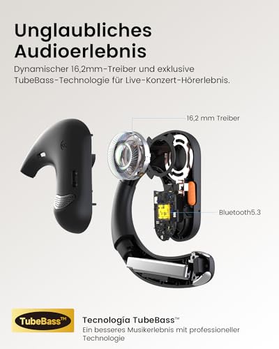 EKSA S30 Open Ear Bluetooth Kabellose Kopfhörer, Bluetooth 5.3 kabellose Headphones mit ENC Mikrofon, 70 Stunden Laufzeit, tiefer Bass, IPX5 wasserdicht, Begleiter bei Büroarbeit/Freizeit/Sports – Bild 5