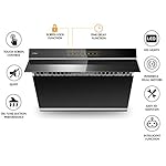 FOTILE JQG7501.E 30" Range Hood | Unique Side-Draft Design for Under Cabinet or Wall Mount | Modern Kitchen Vent Hood | Powerful Motor | LED Lights | Onxy Black Tempered Glass Surface - Image 4