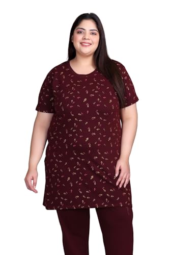 Image of RYSH Women's All-Over Printed Cotton Plus Size Longline T-Shirt with Pockets