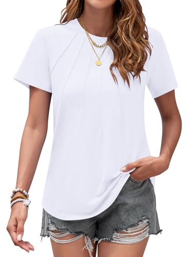 Image of PLOKNRD Womens Summer Short Sleeve T Shirts White 2XL
