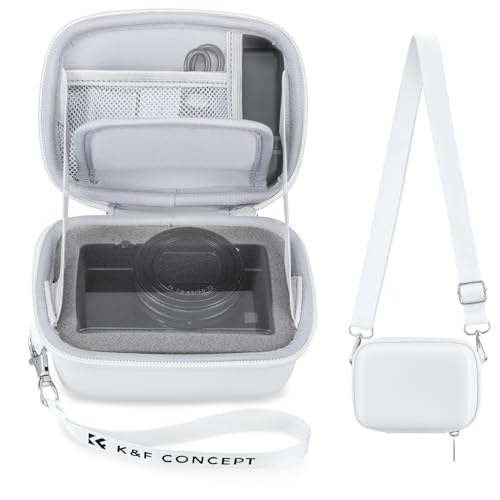 K&F CONCEPT コンパクトデジタルカメラケース ハードトラベルEVAカメラバッグ カメラ収納バッグ保護ケース カメラストラップ付きリコーGR3/GR3x/ソニーRX100 I–VII/Canon G7X/G9X/G5X Mark II/富士フイルムXF10/XQ1/XQ2/Leica D-Lux/C-Lux パナソニックLX10/LX15/LX100/Vlog 携帯型デジタルカメラ対応