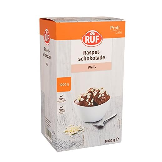 RUF Weiße Raspel-Schokolade, hauchdünn geraspelte weiße Schokolade, Schoko-Raspeln zartschmelzend für Gebäck & Eis, Großpackung 1x1000g