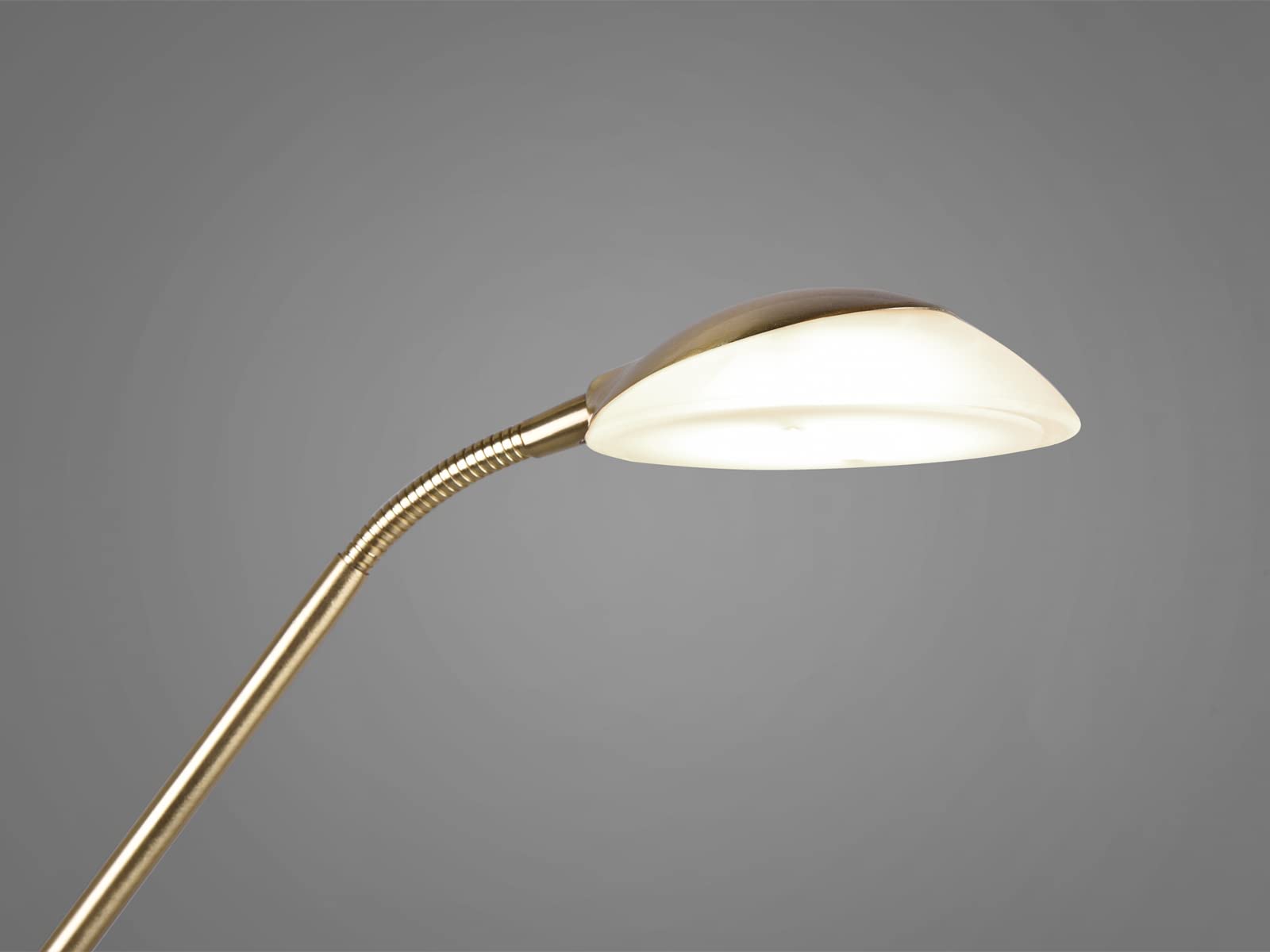 RL LIVE YOUR LIGHT Reality Leuchten lampa stojąca LED Orson R40073508, metal mosiądz matowy, szkło w kolorze alabastrowym, w zestawie 27 W LED + 4,5 W LED, ściemniacz