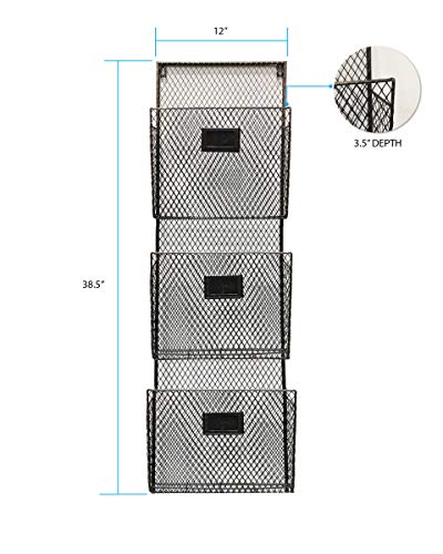 Three Tier Wall File Holder – Durable Copper Metal Rack with Spacious Slots for Easy Organization, Mounts on Wall and Door for Office, Home, and Work – by Designstyles