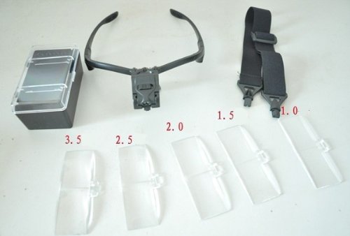 Sinotech 1.0X, 1.5X, 2.0X, 2.5X, 3.5X Headband Magnifier Supporting Glasses Magnifier With Led Lamp #9892B #TOP4