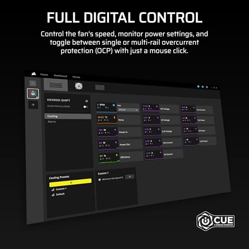 CORSAIR HX1000i Shift Fully Modular ATX Power Supply – Built-in iCUE Link System Hub, Native 12V-2x6 Cable, ATX 3.1 & PCIe 5.1, Side-Mounted Connectors, Cybenetics Platinum – Black by Corsair - Image 9