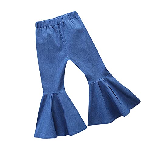 Mercatoo Calça flare infantil para meninas 18 meses a 5 anos calça jeans leggings jeans com babados