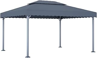 Pavillon 400x300 cm Anthrazit Aluminium Stahl Gartenpavillon mit UV-Schutz Oxford Dach Modernes Design Robust für Garten Terrasse Grillfeste