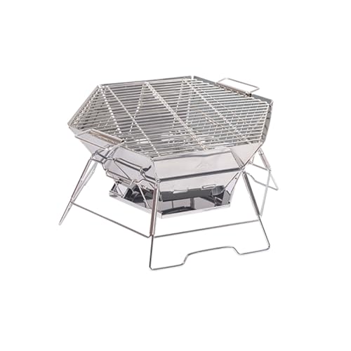 Jaula de acero inoxidable para hoguera hexagonal de madera al aire libre, barril de combustión plegable, estufa de campamento, parrilla, hoguera, hogar y camping