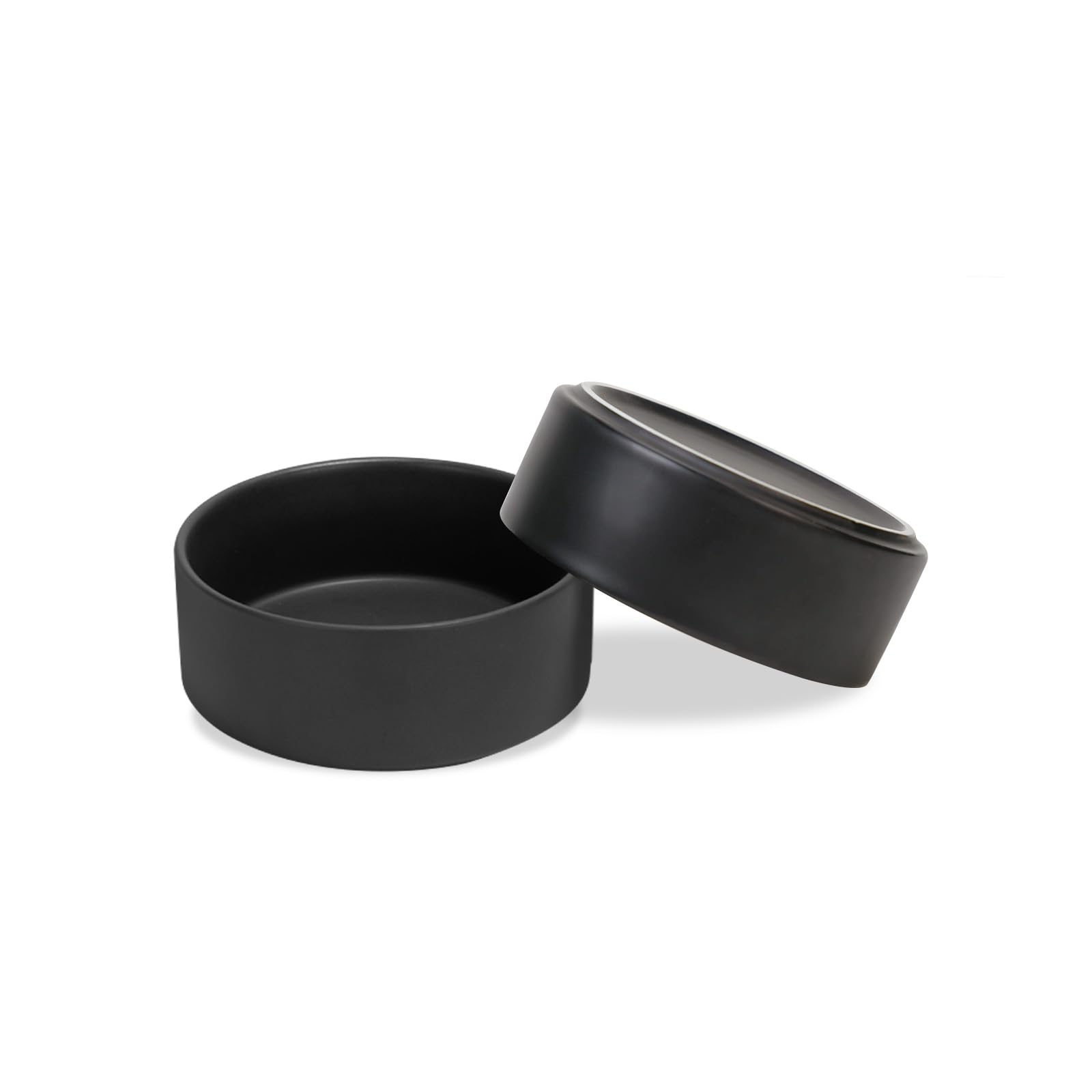 SPUNKYJUNKY Ceramic Dog Bowl for Cats and Dogs (400 ml, Black) Pack of 2, 400ml * 2