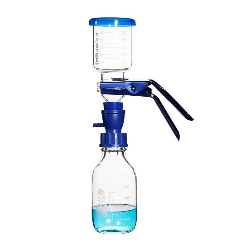 500mL Glass Vacuum Filter, 300mL GL45 Sand Core Filtration Apparatus Set | High borosilicate solvent filter unit, lab vacuum filtration tool for chromatography liquid impurity removal