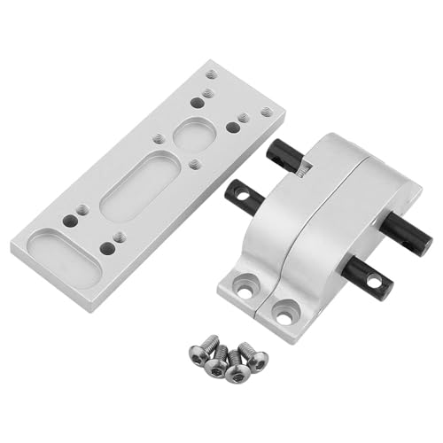Pothyes Metal Alloy 1:1 Transfer Case Gearbox Transmission with Mount Plate for Axial SCX10 D90 1/10 RC Crawler 1/14 Tamiya Tractor Truck Upgrade Parts (Silver)