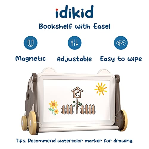 Small Kids Bookshelf White With Dry Erase Board, 3 Shelves Toddler Bookcase With Storage Basket For Kids Room, Playroom, Bedroom, Homeschooling, Kindergarten, Nursery Gift, Desk Shelves Organizer #TOP1