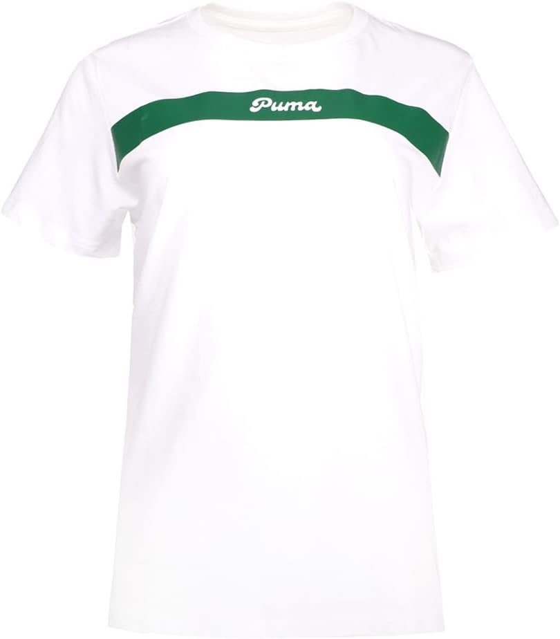 PUMA Womens Upfront Line Crew Neck Short Sleeve Casual Tops Casual - White