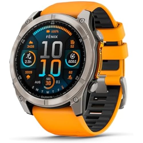 Garmin fēnix® 8, Sapphire, Titanium, 51mm, Spark Orange/Graphite
