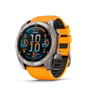 Garmin fēnix® 0.315 – 2.008 in, AMOLED, zafiro, reloj inteligente GPS multideporte premium, batería de larga duración, clasificación para inmersión, linterna LED incorporada, titanio con banda naranja