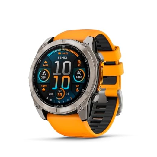 Garmin fASCGnix® 8 – 51 mm, AMOLED, safira, smartwatch GPS multiesportivo premium, vida útil da bateria, classificação de mergulho, lanterna LED embutida, titânio com faixa laranja Spark/grafite
