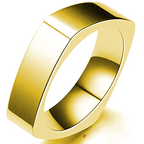 Jude Jewelers Stainless Steel Square Gold Band
