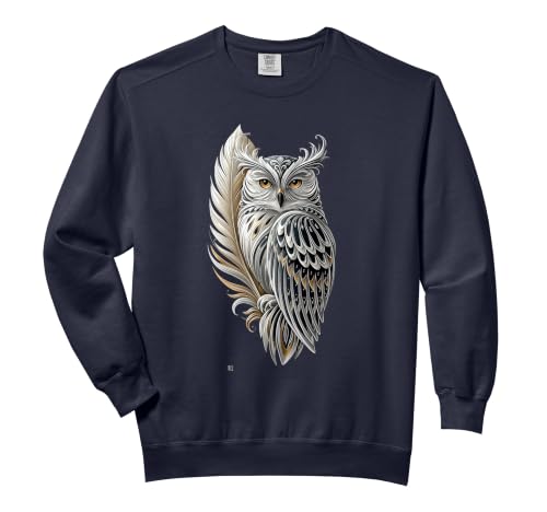Feather Framed Owl Harmony Art Comfort Colors Adult Sweatshirt