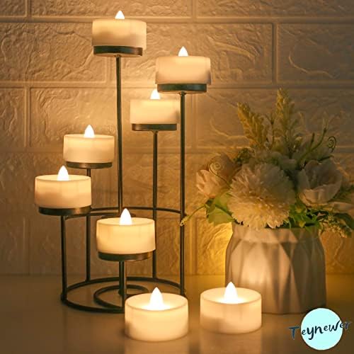 Teynewer LED Flameless Candles, Pack of 6 Realistic and Bright Flickering Battery Operated LED Votive Tea Light Candles with Timer Remote Control for Christmas Wedding Festival Celebration, Warm White