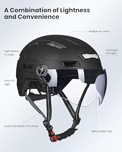 ILM Adult Bike Helmet with LED Front Back Light Bicycle Helmets E3-10L(Matte Black, Large/X-Large) — photo 6 of 6